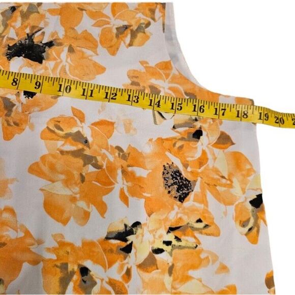 DKNY Sleeveless Blouse Small  Top Tank Asymmetrical Ruffled Yellow Floral Work - Picture 5 of 10